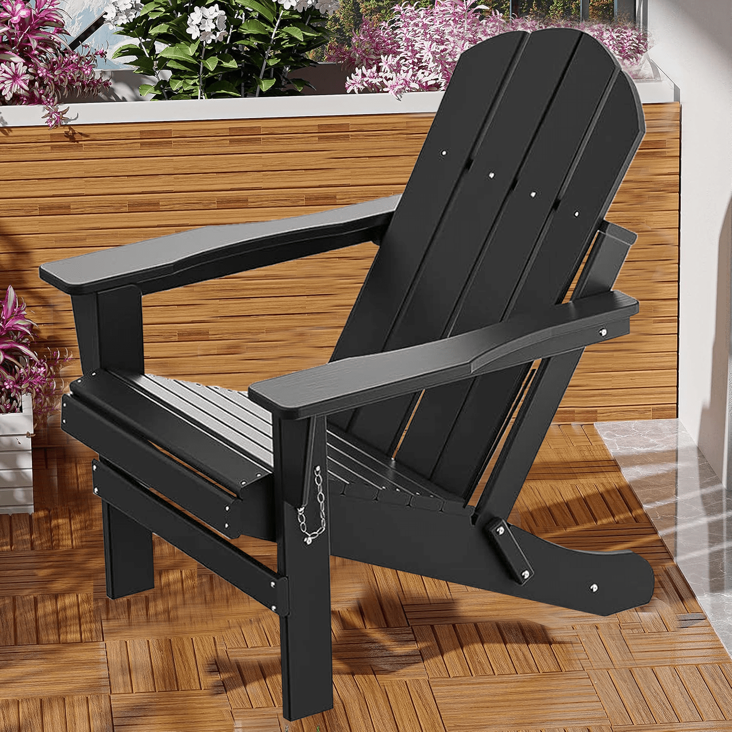 Outdoor Adirondack Chair, Seizeen 1PCS HDPE Patio Chair, Hight Backrest Adirondack Chair 300LBS Capacity, Plastic Lounge Chair for Poolside