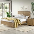 thumbnail image 3 of Yes4wood Solid Wood Full Bed Frame with Headboard, Heavy Duty Modern Rustic Full Size Bed Frames, 3 of 5
