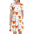 thumbnail image 1 of Easygdp Cute Fox with Heart para Vestido Transpirable de Mujer, Vestido Suelto de Manga Corta con Pliegues y Bolsillos para el Verano, 1 of 6