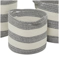 thumbnail image 4 of DecMode 14", 12", 10"H Gray Cotton Handmade Striped Storage Basket with Handles, 3-Pieces, 4 of 8