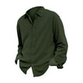 thumbnail image 5 of Dwelliawo Mens Long Sleeve Corduroy Shirt Lapel Vintage Button Down Shirt Long Sleeve Lightweight Shirts Plus Size Vintage Jacket Tops Army Green L, 5 of 7