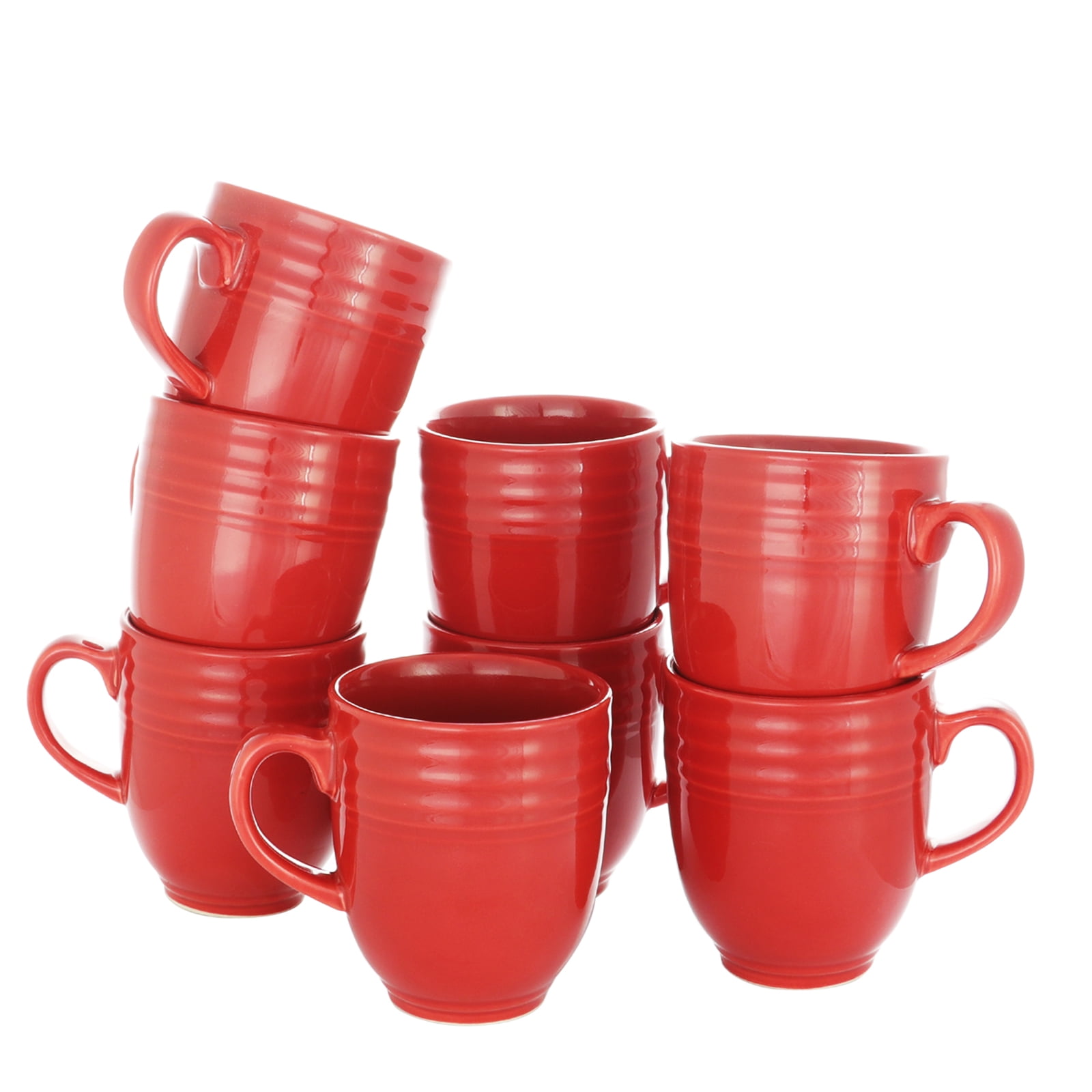 14 oz Mug Set in Red, Set of 8