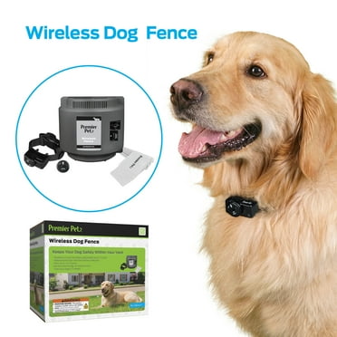 Premier Pet Wireless Dog Fence System - Circular and Adjustable Up to ½ Acre with Tone and Static Correction