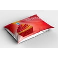 thumbnail image 2 of Ambesonne Birthday Pillow Sham 2 Pack, Cupcake Abstract, 30"x20", Red and Orange, 2 of 3