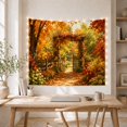 thumbnail image 5 of Rustic Wooden Gate on an Autumn Forest Path, Peaceful Farmhouse Style for Nature Lovers, Rustic Wall Art, Housewarming Gift, Tapestry Wall Hanging for Entryway and Living Room, 5 of 7