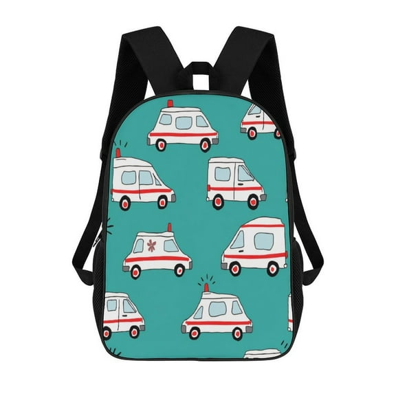 Ambulance Pattern Print 17in Backpack 3D Print Student Large Capacity