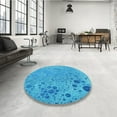 thumbnail image 3 of Ahgly Company Indoor Round Patterned Bright Turquoise Blue Area Rugs, 5' Round, 3 of 6