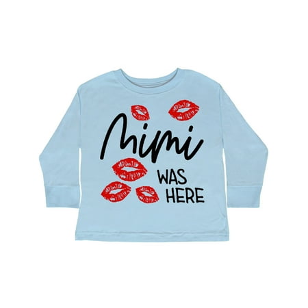 

Inktastic Mimi Was Here Red Kisses Gift Toddler Boy or Toddler Girl Long Sleeve T-Shirt
