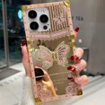 thumbnail image 6 of Glitter Kickstand Case for iPhone 16 Pro Max,Cute Luxury Bling Sparkly Butterfly with Foldable Stand Elegant Mirror Shockproof Protective Case for Women Girls for iPhone 16 Pro Max 6.9", Pink, 6 of 7
