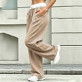 thumbnail image 4 of Guluxicc Women's Sweat Pants with Pockets Elastic Waist Drawstring Long Wide Leg Trousers for Everyday Fall Winter, 4 of 6