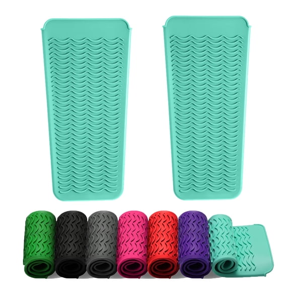 ZAXOP - Bolsa de 2 tapetes de silicona resistentes al calor para planchas, rizadores, alisadores de pelo, rizadores y herramientas de calor (verde menta)