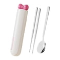 thumbnail image 1 of Tnarru Spoon Chopsticks Set Flatware with Case ,Gadgets, Travel Utensils ,Portable Cutlery Set for Daily Use Kitchen Camping Student White 3 Pieces, 1 of 8