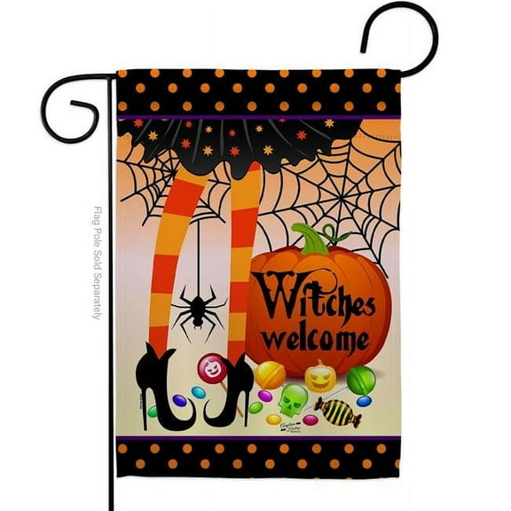Angeleno Heritage G135069-BO 13 x 18.5 in. Witches Welcome Garden Flag with Fall Halloween Double-Sided Decorative Vertical Flags House Decoration Banner Yard Gift