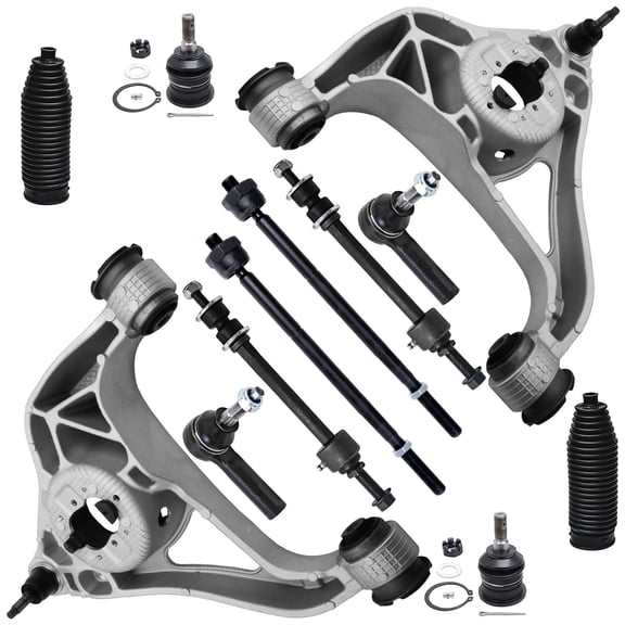 Detroit Axle - RWD 12pc Front End Kit for 2013-2018 Ram 1500, 2019-2023 1500 Classic, 2 Lower Control Arms with Ball Joints 4 Outer Inner Tie Rods 2 Sway Bars 2 Upper Ball Joints 2 Boots Replacement