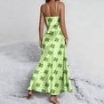 thumbnail image 5 of PNTUTB St. Patrick's Day Women's Fashion Print V Neck Sleeveless Split Hem Casual Loose Comfort Strapless Maxi Dress, 5 of 6