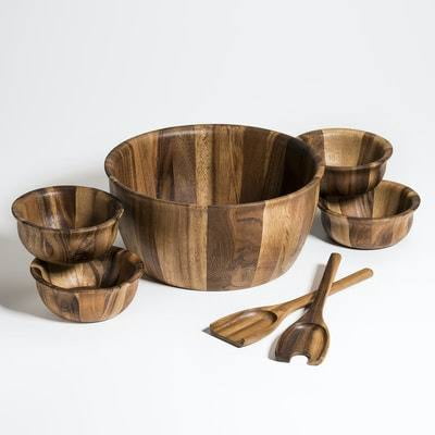 

7 Piece - X-Large Salad Bowl with Servers and 4 Individuals