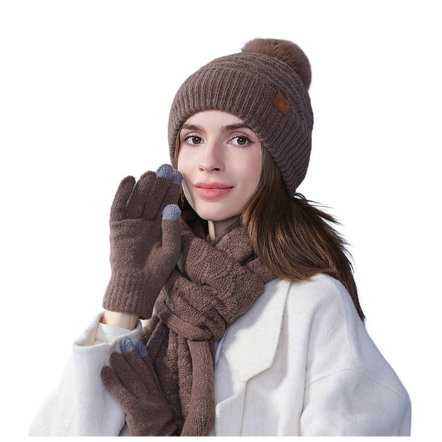 GDREDA Fashionable Outdoor Baby Hat Scarf And Glove Set - Warm Three Piece Accessory Ensemble Coffee,One Size