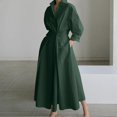 thumbnail image 1 of HH Temperament Commute Cotton and Linen Solid Colored Lapel/Polo Collar Shirt Sleeve Elastic Waist Large, 1 of 1