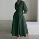 thumbnail image 1 of HH Temperament Commute Cotton and Linen Solid Colored Lapel/Polo Collar Shirt Sleeve Elastic Waist Large, 1 of 1