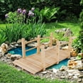 thumbnail image 2 of ReunionG 5FT Wooden Garden Bridge, Arc Footbridge Landscaping w/Double Handrails, Decorative Pond Bridge Walkway for Outdoors, Backyard, Stream, Creek (Natural), 2 of 7