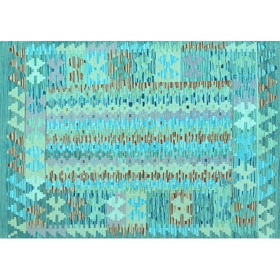 Ahgly Company Indoor Rectangle Southwestern Light Blue Country Area Rugs, 5' x 8'