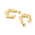 thumbnail image 2 of 10Pair 304 Stainless Steel Twist Ring Stud Earrings Half Hoop Earrings Real 18K Gold Plated 27x3x24mm, 2 of 2