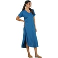 thumbnail image 4 of Stylore Women's Nightshirt Short Sleeve Nightgown V-Neck Sleepwear Blue 3XL, 4 of 6