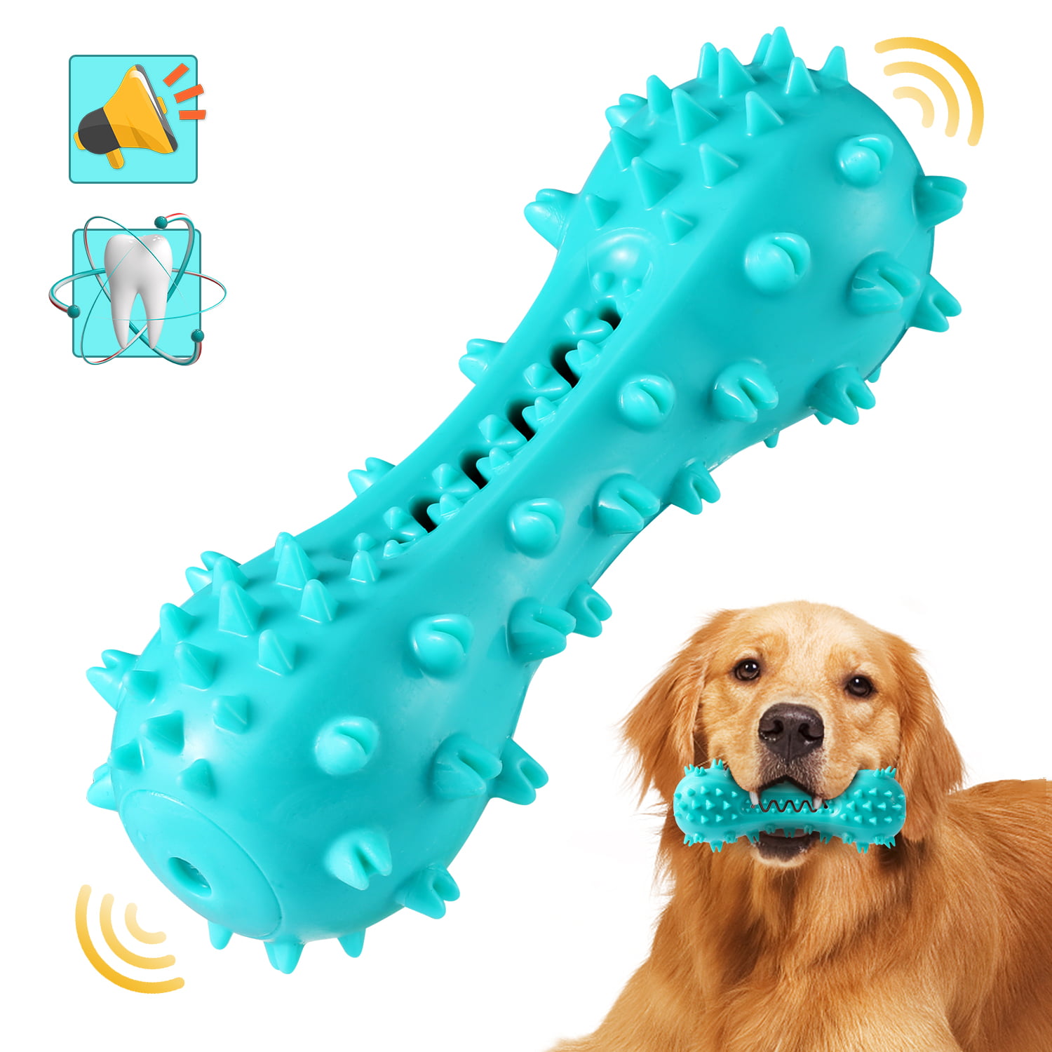 Squeaky Teeth Cleaning Toy for Aggressive Chewers Large Breed Indestructible Tough Dog Toothbrush Stick for Small Medium Large Dogs Dental Care HESLAND Dog Chew Toothbrush Toys 