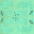 thumbnail image 1 of Ahgly Company Machine Washable Indoor Square Abstract Turquoise Blue Modern Area Rugs, 7' Square, 1 of 4