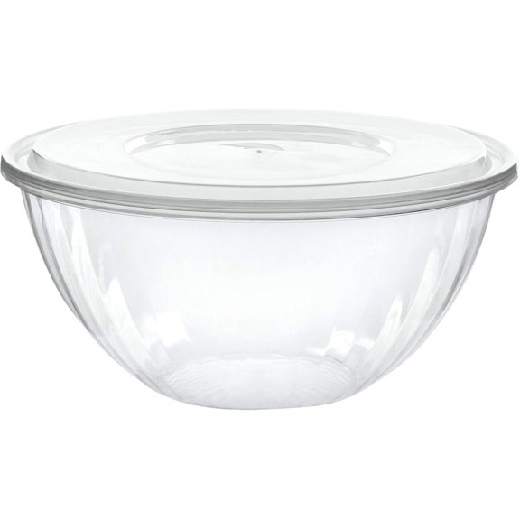 Disposable Round Crystal Clear Serving Bowls With Lids - Party Snack or Salad Bowl, Plastic Chip Bowl, Candy Dish (2, 96 OUNCE)