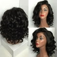 thumbnail image 2 of Desertasis glueless wigs human hair pre plucked pre cut wig for women Hair Fiber Wavy Short Black Parting Women Wig Curly High Brazilian Temperature wig Black One Size, 2 of 6