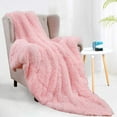thumbnail image 1 of Soft Shaggy Fuzzy Throw Blanket - Fluffy Snuggly Faux Fur Blankets - Warm Cozy Plush Sherpa Blanket for Couch Sofa Bed Photo Props Home Decor,(60x50 Inches) Pink, 1 of 5