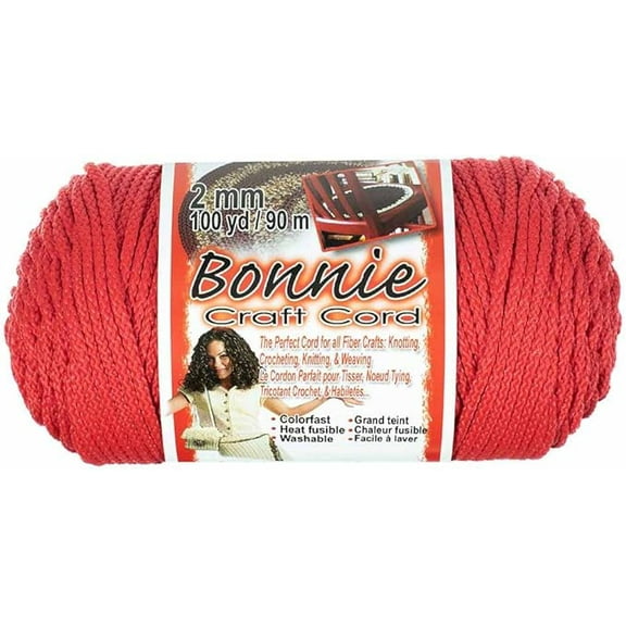 2mm Bonnie Crafting Cord for Macramé Knitting Weaving Crafts 100 Yard Spools Red