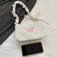 thumbnail image 3 of Women's Pleated Shoulder Bag, Casual Style, Simple Design With Butterfly Embroidery, White Underarm Bag, 3 of 6