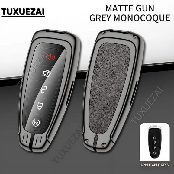 Zinc alloy leather Car Remote Key Case Cover For Ford J 5 buttons Edge Explorer Escape Focus Taurus Flex Lincoln MKS MKT MKX MKZ