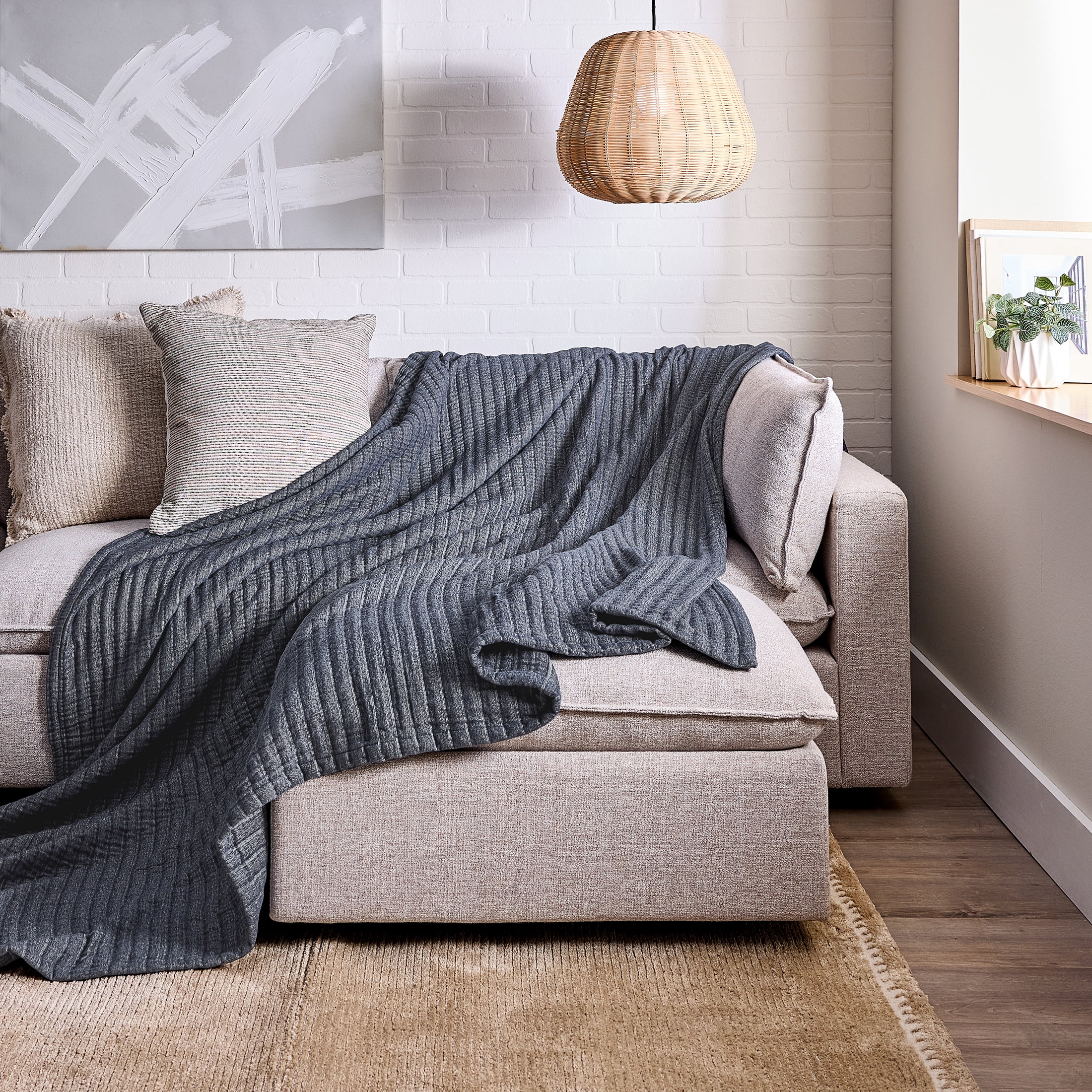 Better Homes & Gardens Greystone Chenille Gauze Bed Blanket, Full/Queen Size, 90 x 92 in