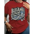 thumbnail image 6 of Plus Size Blue Jeans & Pearls Women'S T-Shirts Fashion T-Shirts Tops Shirts Round Neck for Daily Wear, 6 of 12