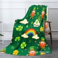 thumbnail image 2 of Amarainy St Patrick Day Leprechaun Rainbow Clover Flannel Throw Blanket For Winter Gift Home Sofa Bed Decoration 50x60 inch, 2 of 5