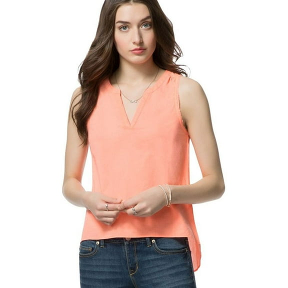 Aeropostale Womens Woven Tank Top, Orange, Juniors, X-Small