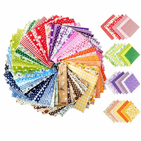 Cotton Fabric Squares with 100% Cotton Plain Weave and Random Floral Prints, 4 Inch 100 Pack, Multicolor Assorted Patterns for Quilting and Sewing Crafts, Precut Fabric Squares