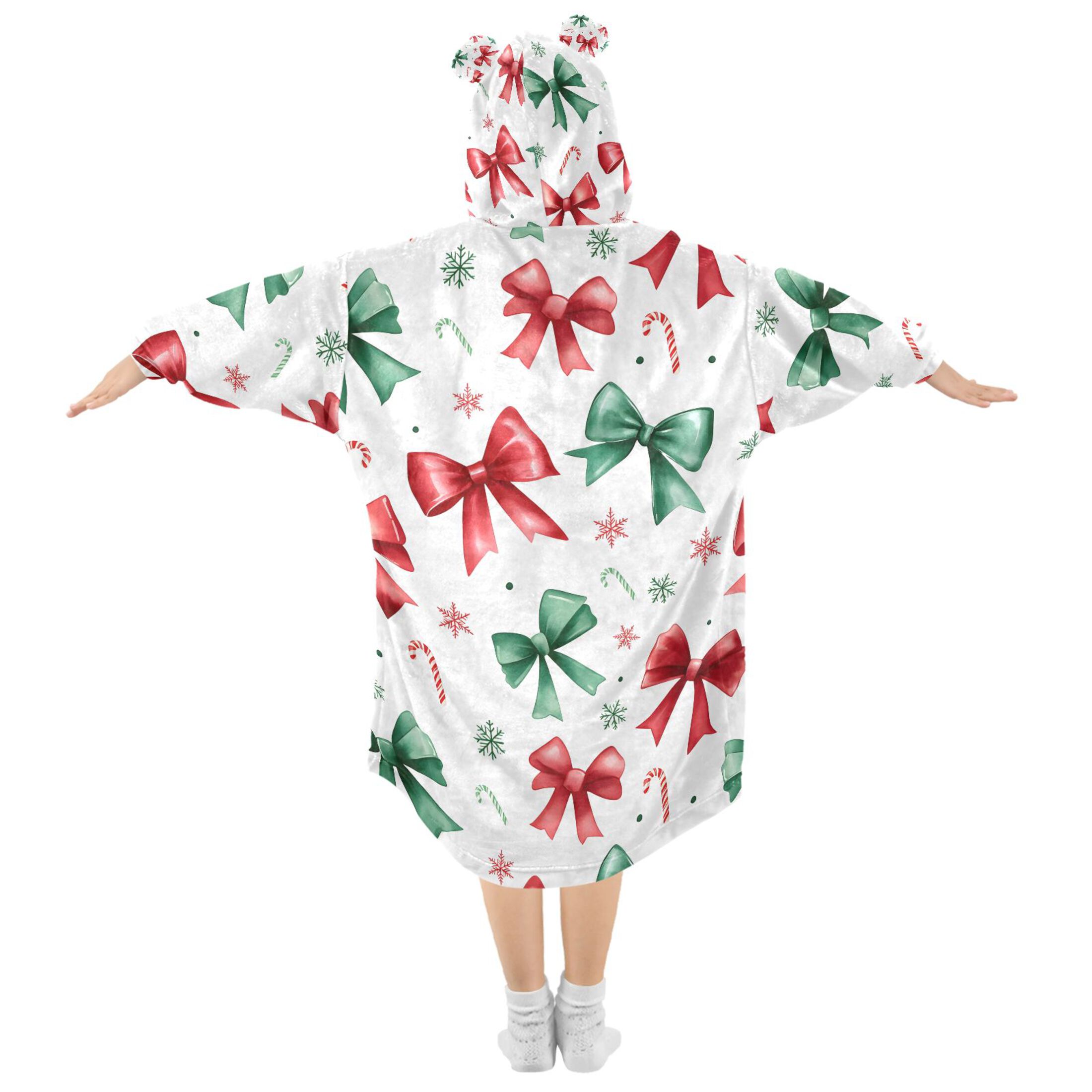 joogoo Wearable Blanket Hoodie for Bows Christmas Oversized Sherpa Hooded 3-14 YR M