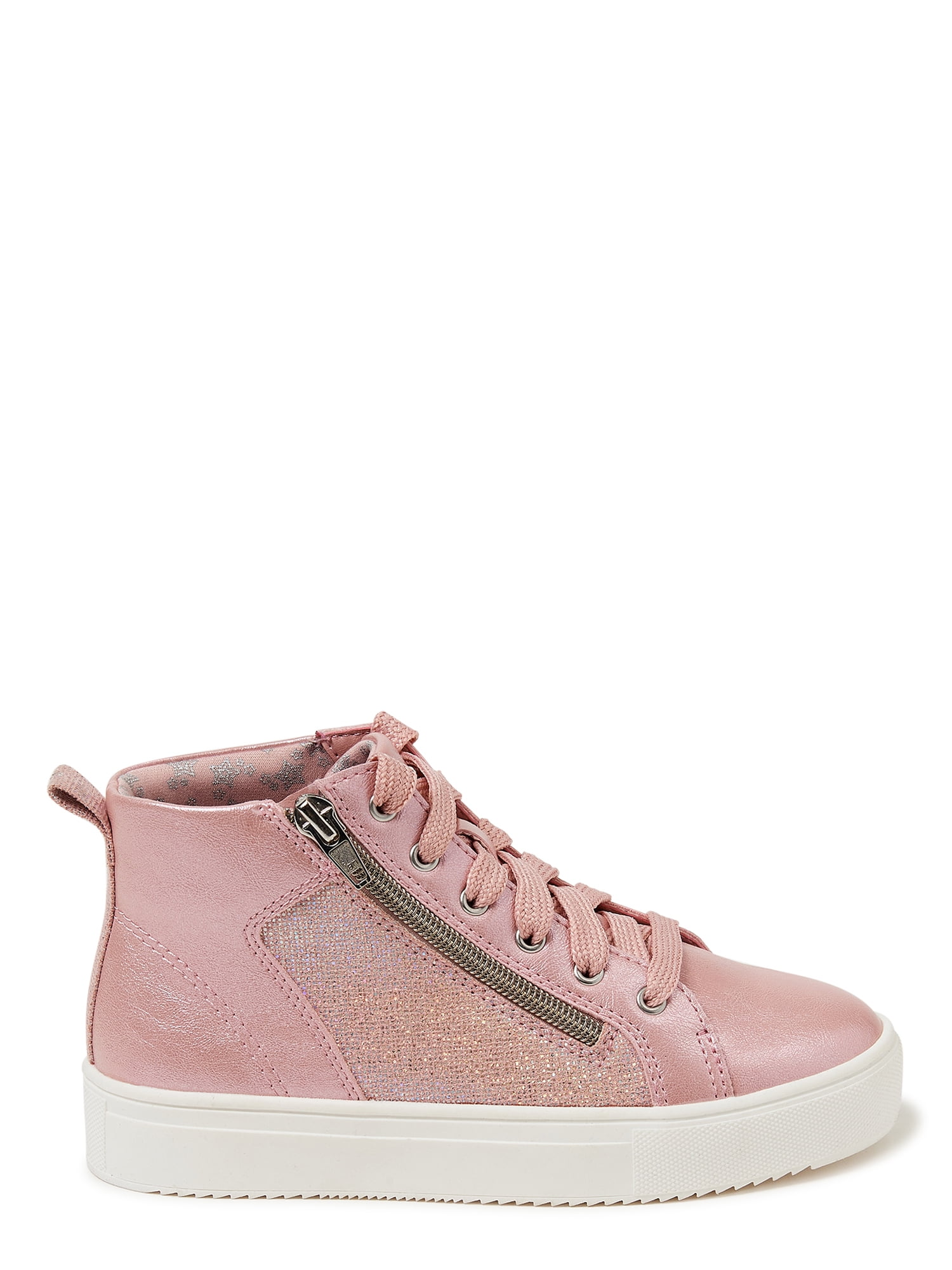 Wonder Nation Girls Casual Zipper High Top Sneakers, Sizes 13-6