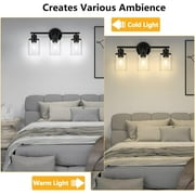 Bathroom Lights Fixtures 3 Light Vanity Lights Industrial Farmhouse Wall Mounted Mirror Wall Lights with Glass Cover Bathroom Vanity Lights
