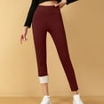 thumbnail image 4 of Women Winter Warm Thick Leggings Fleece Lined Stretchy Soft Thermal Sherpa Pants High Waist Tights Wine L, 4 of 5
