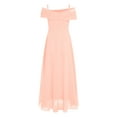 thumbnail image 2 of vastwit Flower Girl Off The Shoulder Party Dress A Line Floor Length Chiffon Junior Bridesmaid Dress Pink-A 6, 2 of 7