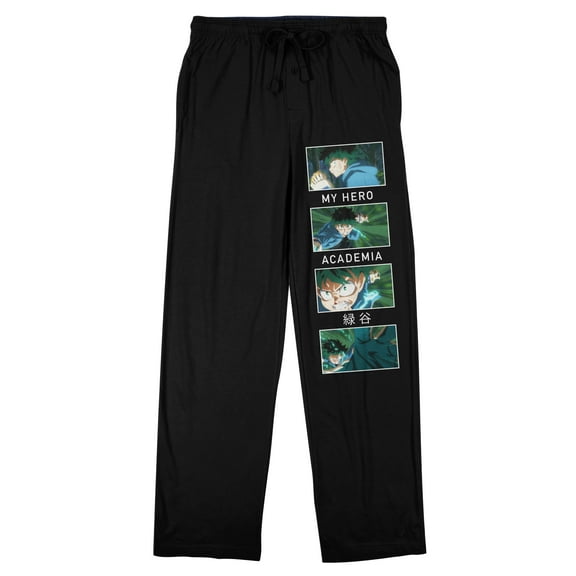 My Hero Academia Four Scenes Black Graphic Pajama Pants-Medium