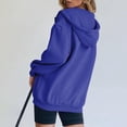 thumbnail image 4 of Hontri Plus Size Coat, Women's Fall Jacket Oversized Pocket Sweatshirt Casual Drawstring Clothing Zipper Track Jacket Solid Color Long Sleeve Hooded Top Blue 3Xl, 4 of 8