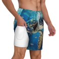 thumbnail image 2 of Sigee Watercolor Turtle Print Mens Swim Trunks with Compression Liner Quick Dry Swim Stretch Beach Shorts with Pockets,S-3XL, 2 of 7