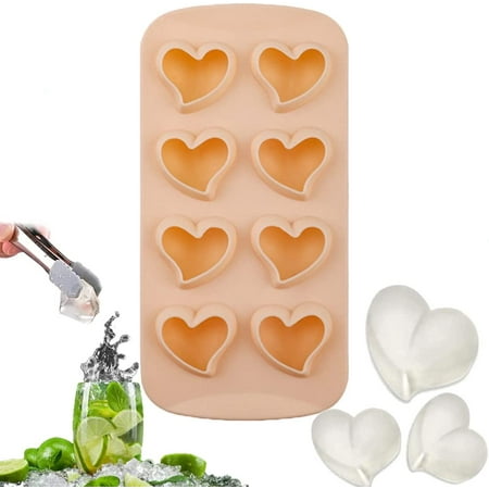 

Silicone Ice Cube Tray Easy Release Ice Cube Moulds BPA Free 8-Ice Tray for Freezing Drinks Beer Whiskey DIY Baby Food Chocolate Jelly (Heart - Pink)