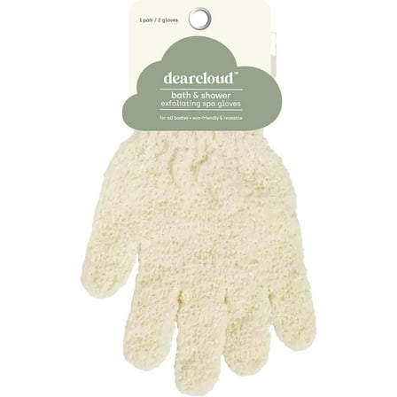 dearcloud Bath & Shower Exfoliating Spa Gloves – Reusable Exfoliating Body Scrubber & Exfoliating Glove Set for Smooth Skin (Cream & Sage)